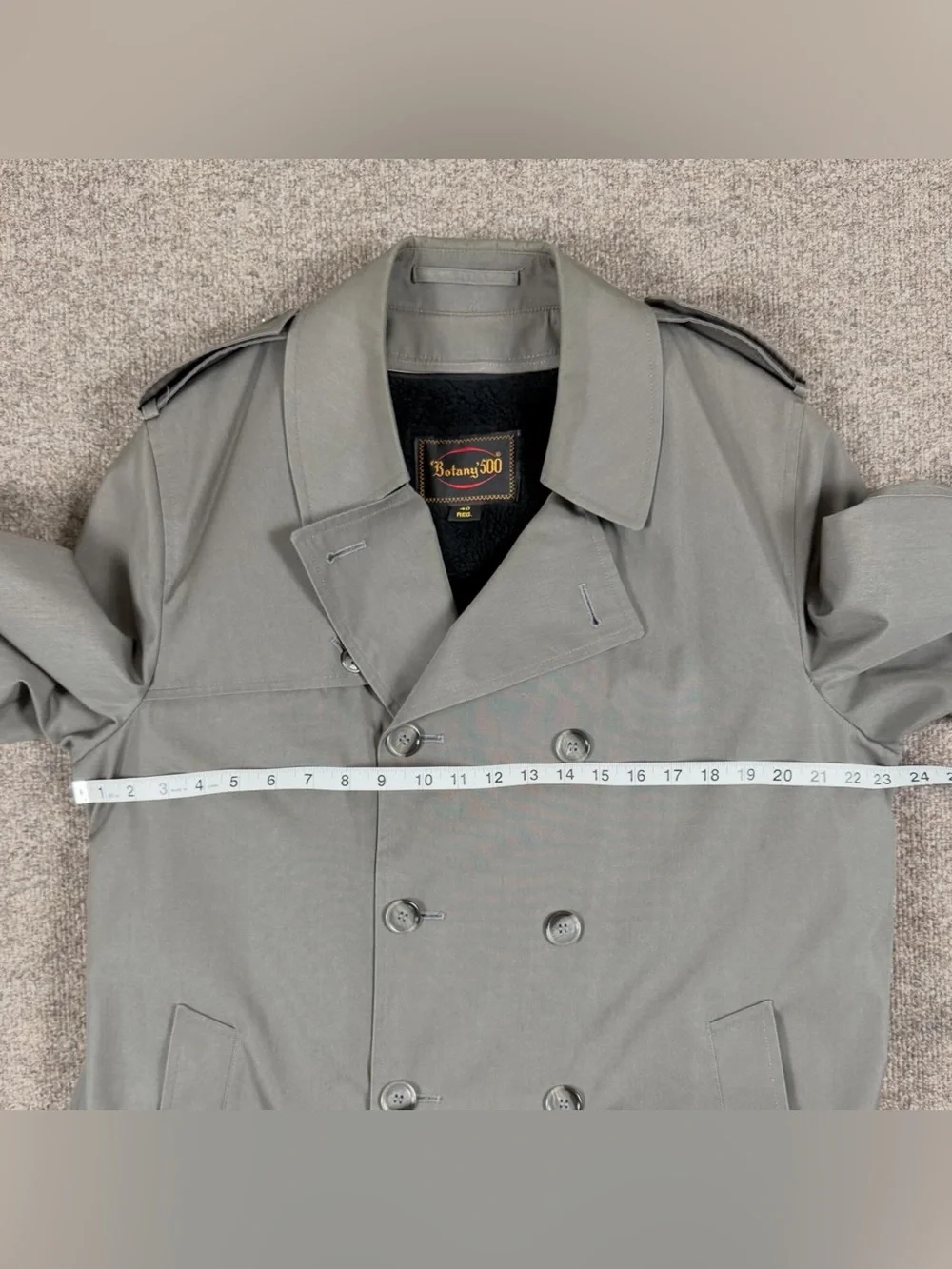 Botany 500 Grey Double Breasted Belted Trench Coat Removable Fur Lining Men’s 40